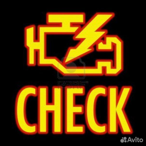 Иллюстрация: Check engine light in yellow on automobile dashboard.