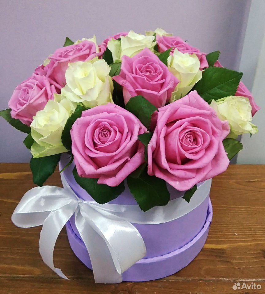 Розы в шляпной коробке купить на Зозу.ру - фотография № 8