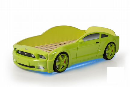 Кровать-машина Мустанг 3D зелёный