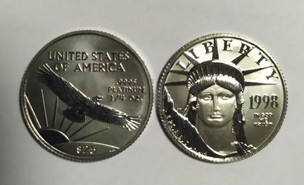 США 25 долларов 1998 г. платина