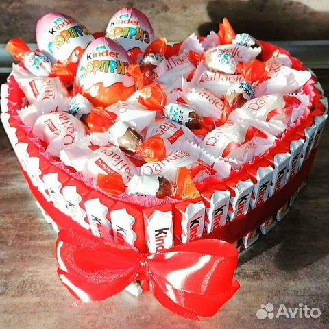 Сердце из киндер и рафаэлло