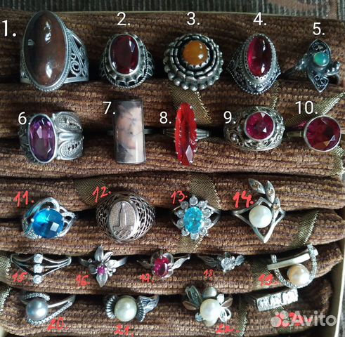 Кольца СССР винтаж серебро 875 925 пробы разные
