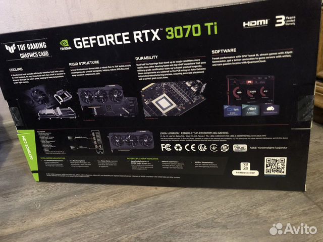 Видеокарты GeForce RTX 3070ti asus tuf новые