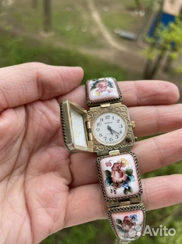 Часы чайка финифть с крышкой