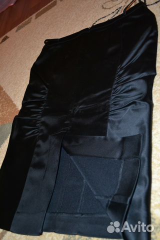 Черная атласная юбка-карандаш bessini, разм.42 (S) Черная атласная юбка-карандаш bessini, разм.42 (S)