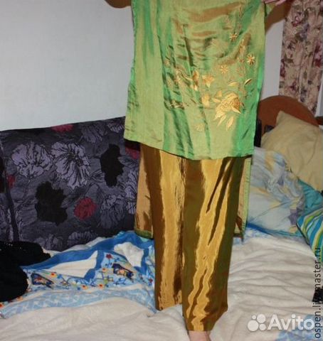 Туника с брюками в китайском стиле шелк Туника с брюками в китайском стиле шелк