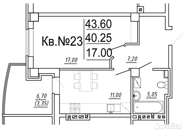 1-к квартира, 43.6 м², 10/15 эт.