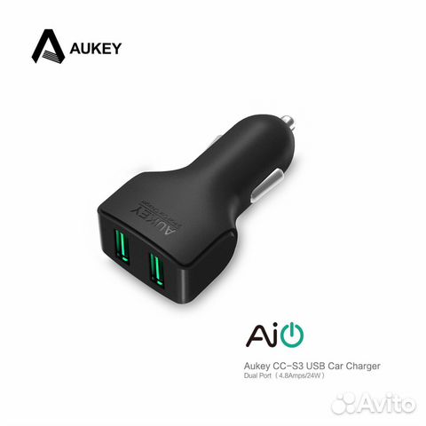 Авто зарядка Aukey - 24W - 2x USB - 2.4A (CC-S3)