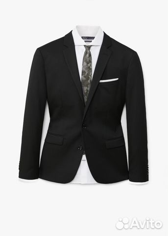 Новый пиджак Zara Premuim, чистая шерсть, черный Новый пиджак Zara Premuim, чистая шерсть, черный