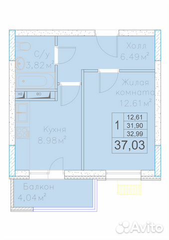 1-к квартира, 37 м², 4/6 эт. 1-к квартира, 37 м², 4/6 эт.