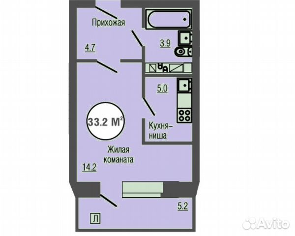 Студия, 33.2 м², 13/16 эт.