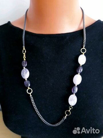 Ожерелье цепочка натуральный аметист Ожерелье цепочка натуральный аметист