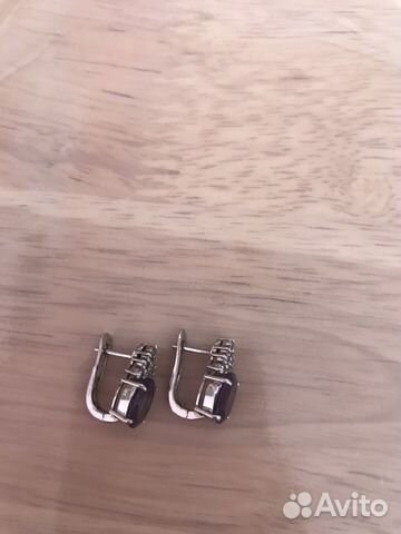 Серебряное кольцо и серьги с аметистом и фианитами