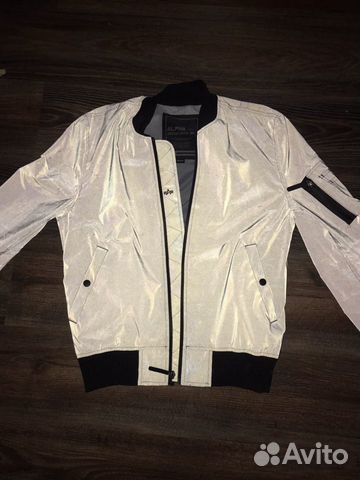 alpha industries reflective bomber jacket