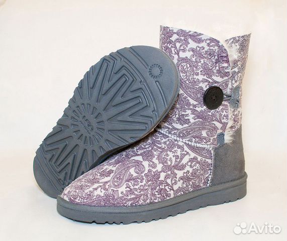 Угги UGG оригинал с принтом и пуговицей 5803