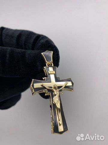 Православный крест из золота с распятием и с эмаль