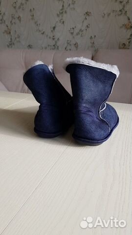 Меховые угги чуни из овчины синие Меховые угги чуни из овчины синие