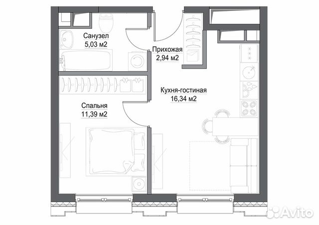 1-к квартира, 37.1 м², 20/45 эт. 1-к квартира, 37.1 м², 20/45 эт.