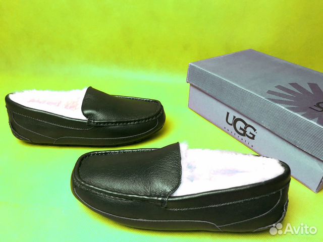 Мокасины зимние Ugg Ascot кожаные на меху черные Мокасины зимние Ugg Ascot кожаные на меху черные