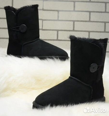 UGG Bailey Button Black чёрные с пуговицей новые