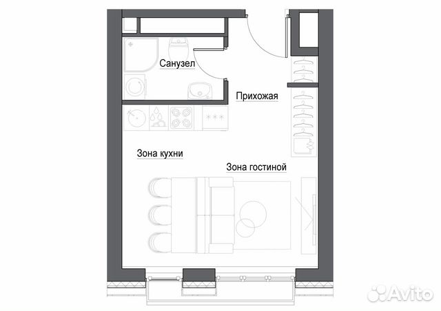 1-к квартира, 28 м², 35/39 эт. 1-к квартира, 28 м², 35/39 эт.