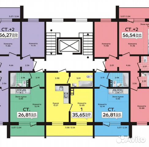2-к квартира, 57 м², 5/10 эт.