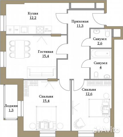 3-к квартира, 74.8 м², 4/17 эт.