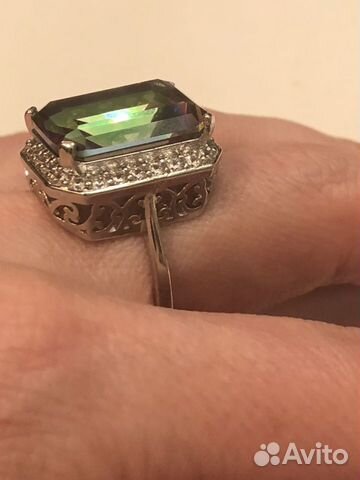 Кольцо с «топаз мистик» и цирконием