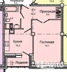 1-к квартира, 45.2 м², 4/16 эт. 1-к квартира, 45.2 м², 4/16 эт.