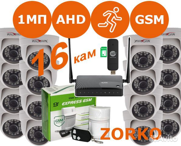 Видеонаблюдение комплект Express GSM AHD1 № 796