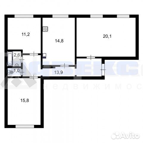 3-к квартира, 80 м², 2/16 эт.