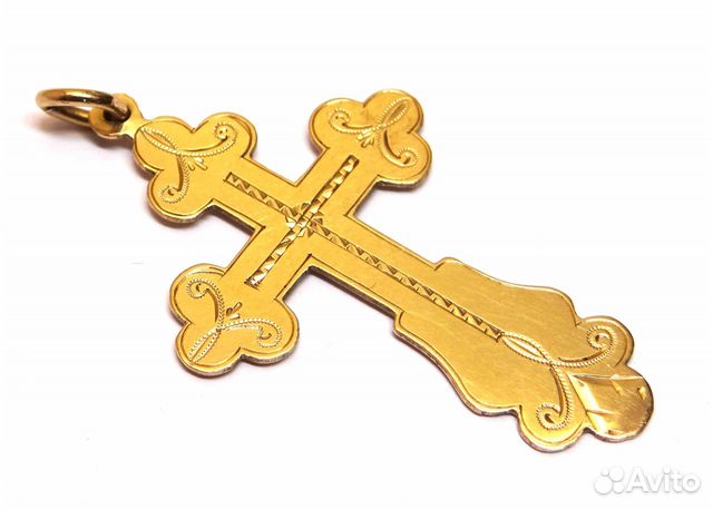 Крупный антикварный крест из золота 56 пробы