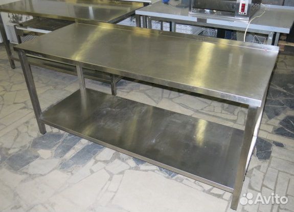 Стол из нержавейки с бортом и полкой 1800х700х850