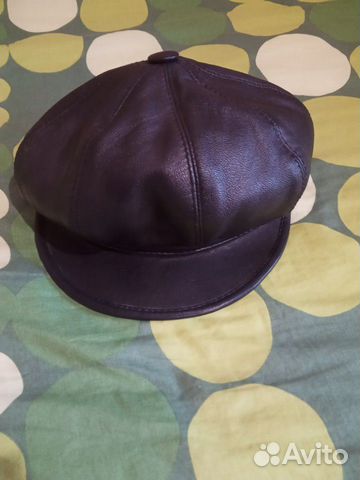 Берет с козырьком из нат.кожи