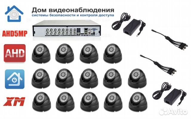 Видеонаблюдение комплект на 14 камер 5мп