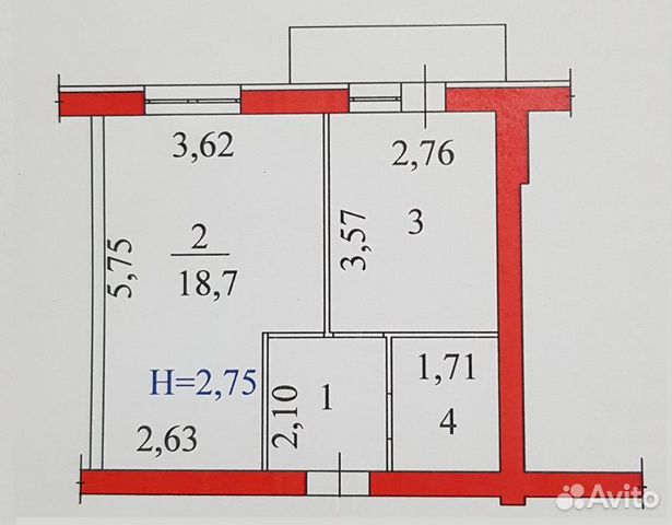 1-к квартира, 36.3 м², 2/3 эт.