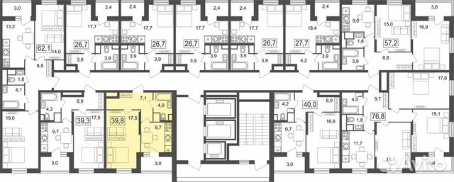 1-к квартира, 39.8 м², 20/25 эт.