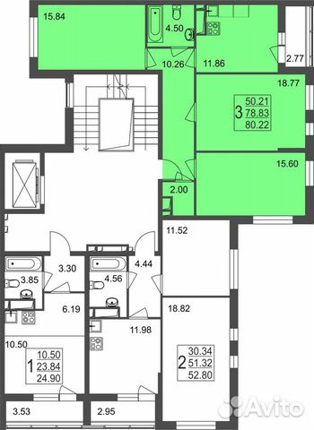 3-к квартира, 80.2 м², 2/8 эт. 3-к квартира, 80.2 м², 2/8 эт.
