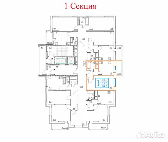1-к квартира, 40.5 м², 12/17 эт.