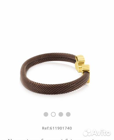 Браслет коричневый Tous Mesh с золотым медвежонком