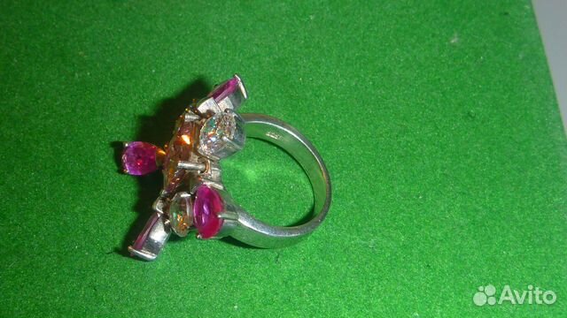 Кольцо серебро с цирконами