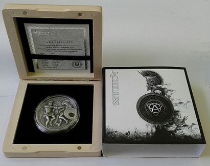 Монета Ахиллес Полубоги серебро гематит Ниуэ 2017г