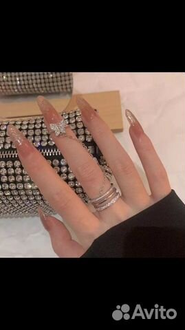 Кольцо с бабочкой двойное с цепочкой