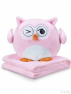 Сова с пледом 3 в 1 Розовая