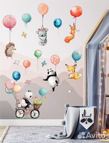 Наклейка интерьерная «Животные на шариках» Galerys