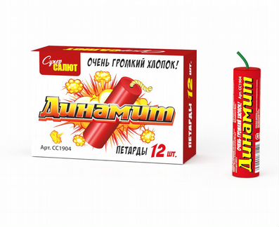 Петарда фитильная Динамит 12 штук