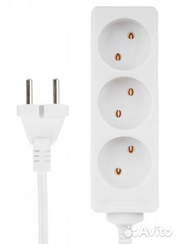 Удлинитель 3гнезда,сеч.провода 0,75кв.мм,2м, еврор