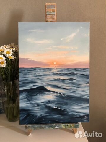 Картина маслом морской закат