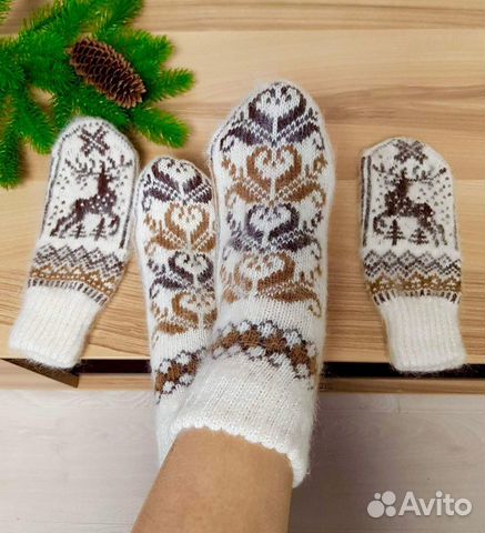 Носки женские пуховые Следки пуховые вязаные