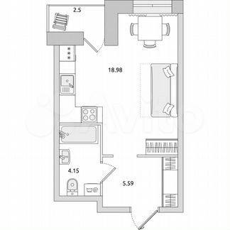 Квартира-студия, 31,2 м², 10/21 эт.